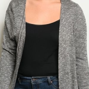 PLUS SIZE BLACK / WHITE CARDIGAN